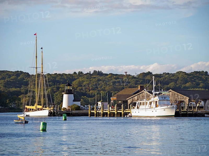 Mystic Seaport in autumn, Mystic, Connecticut, USA, North America
