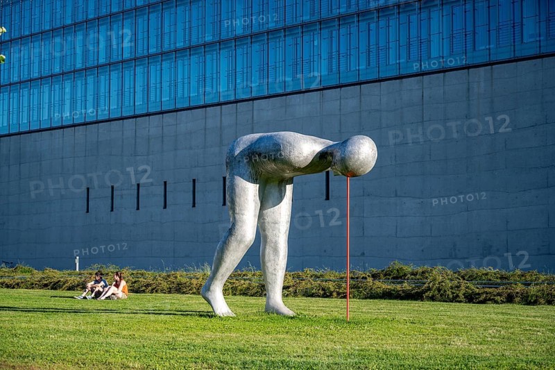 Hose Werner statue in front of the State Museum of Egyptian Art, Kunstareal Munich, Munich, Bavaria, Germany, Europe