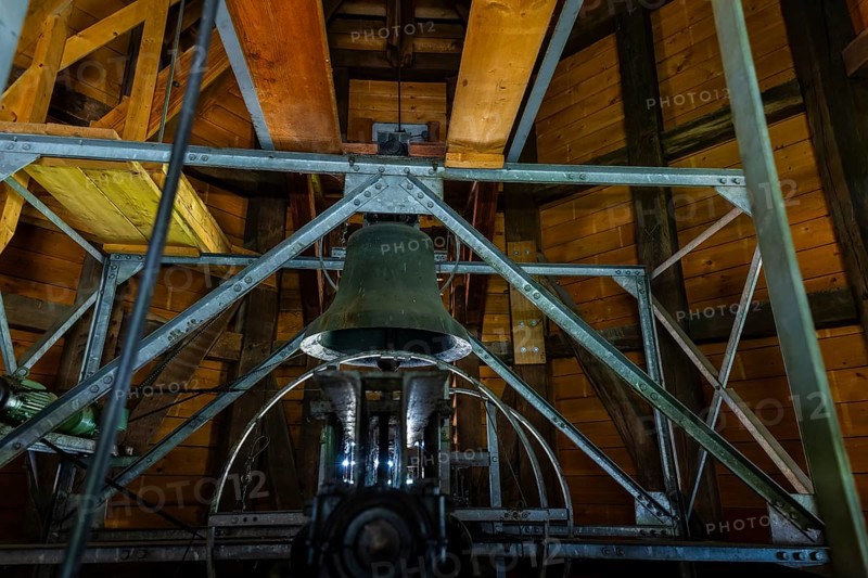 The Lippoldsberg Monastery with the Church of St George and St Mary is a former Benedictine monastery that was the origin of the village of Lippoldsberg on the Weser in northern Hesse. Steel bell tower, Lippoldsberg, Lippoldsberg, Hesse, Germany, Europe