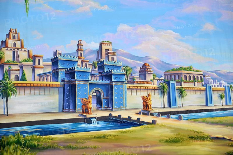 Theatre backdrop featuring the entrance to the ancient city of Babylon