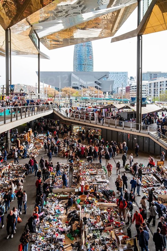 Flea market Mercat dels Encants in Barcelona, Spain, Europe