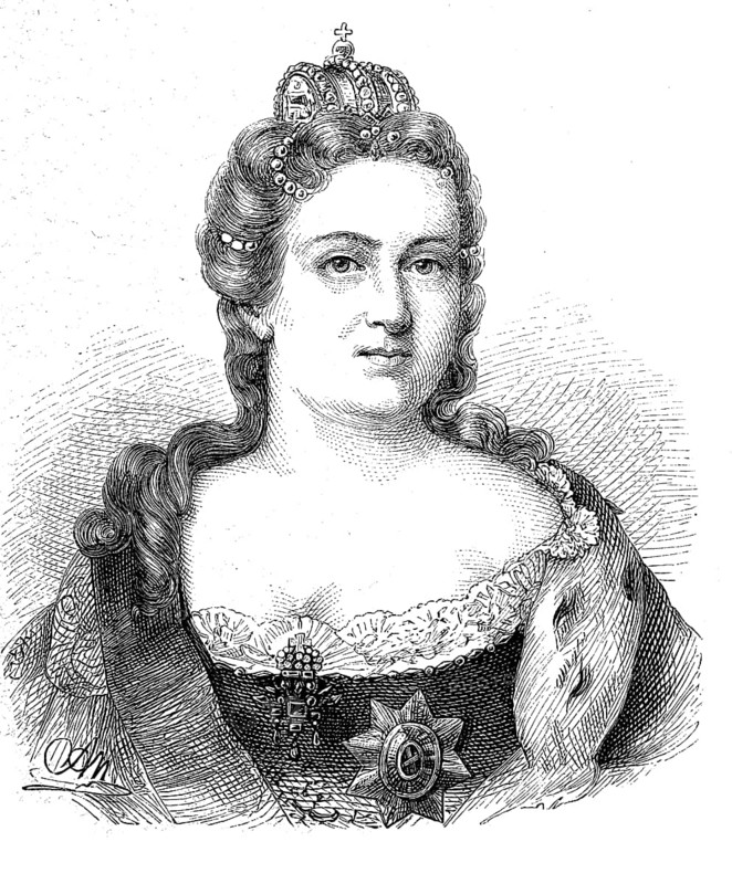 Catherine I Alexeyevna, 15 April 1684, 17 May 1727, was the second woman of Peter the Great, Historical, digital reproduction of an original from the 19th century