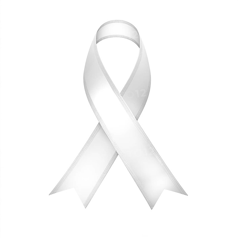 White ribbon over a transparent background. Symbol of lung cancer and osteoporosis awareness. AI generated