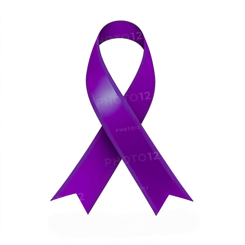 Purple ribbon over a transparent background. Symbol of Alzheimer's awareness and domestic violence awareness. AI generated