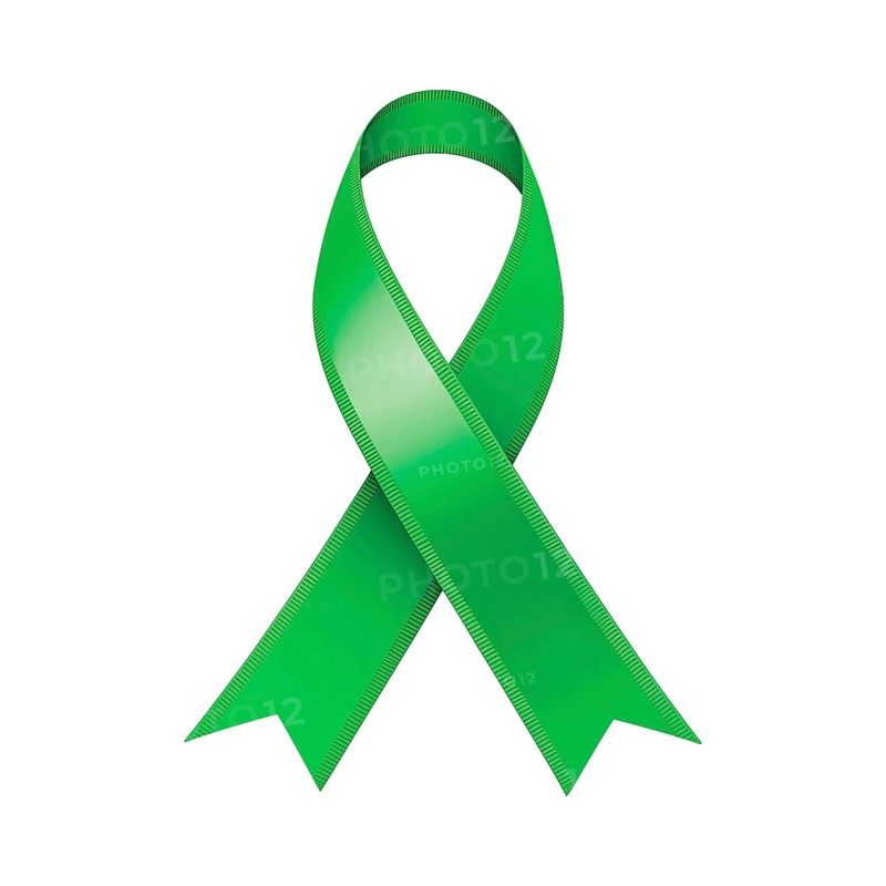 Green ribbon over a transparent background. Symbol of mental health awareness, depression, and organ donation. AI generated