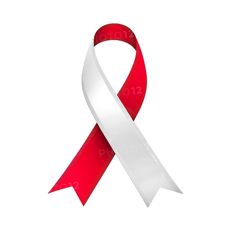 Red and white ribbon over a transparent background. Symbol of aplastic anemia and tuberculosis awareness. AI generated
