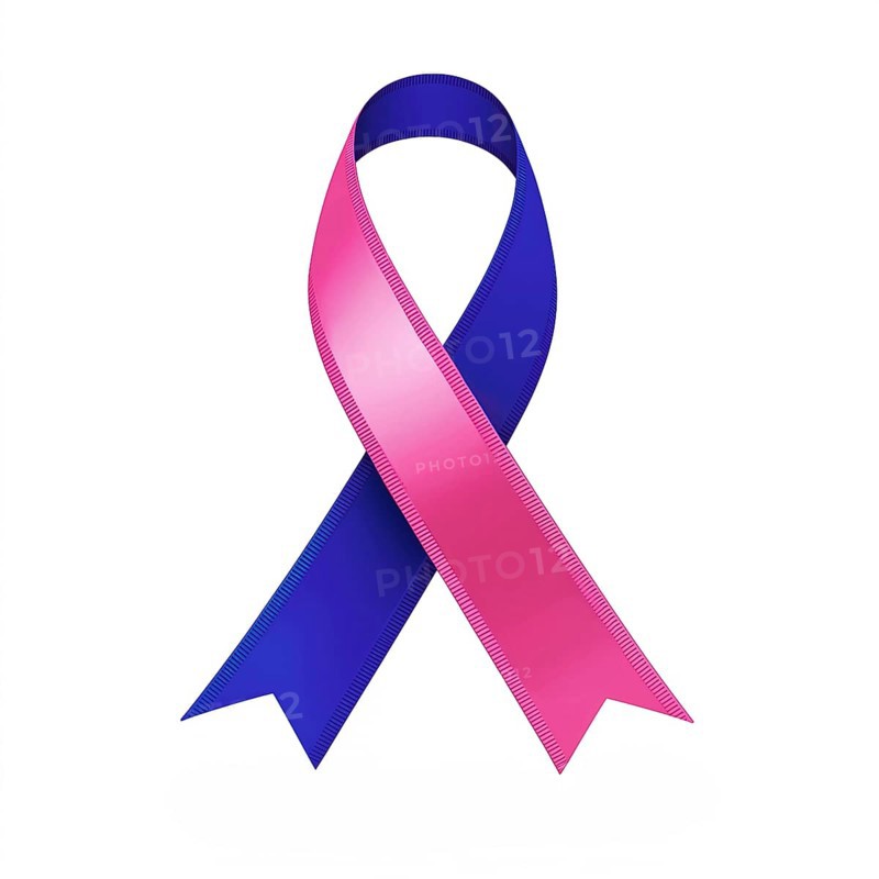 Pink and blue ribbon over a transparent background. Symbol of infant loss and pregnancy loss awareness. AI generated