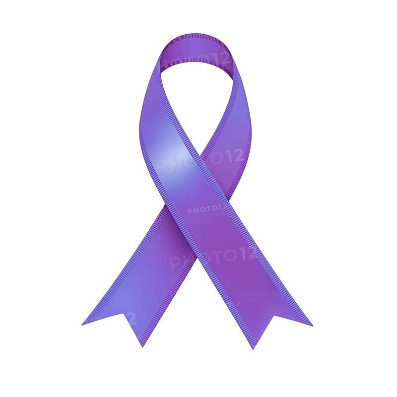 Periwinkle ribbon over a transparent background. Symbol of esophageal cancer and eating disorders awareness. AI generated
