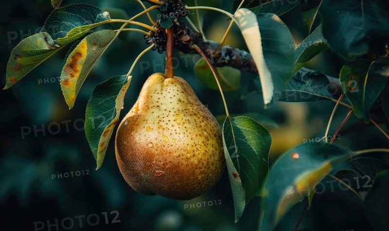 Close-up of a perfectly shaped pear AI generated