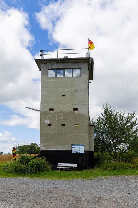 The former GDR border tower in Bartolfelde, between Bartolfelde and Bockelnhagen, is located on the Green Belt, Bartolfelde-Bockelnhagen border tower, Bartolfelde-Bockelnhagen, Lower Saxony, Germany, Europe