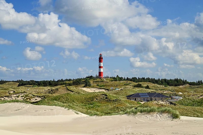 Amrum lighthouse on large dune, Wittdün, Amrum, North Frisian Island, North Frisia, Schleswig-Holstein, Germany, Europe