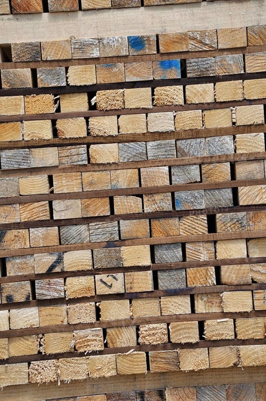 Piles of timber cut from Pinus radiata wait their turn for despatch from the sawmill