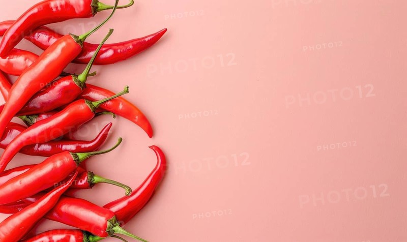 Top view of colorful peppers on a pink background AI generated