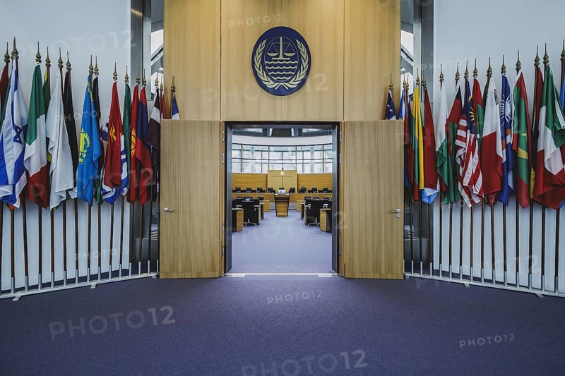 Courtroom at the International Tribunal for the Law of the Sea, photographed in Hamburg, 26 July 2024. /