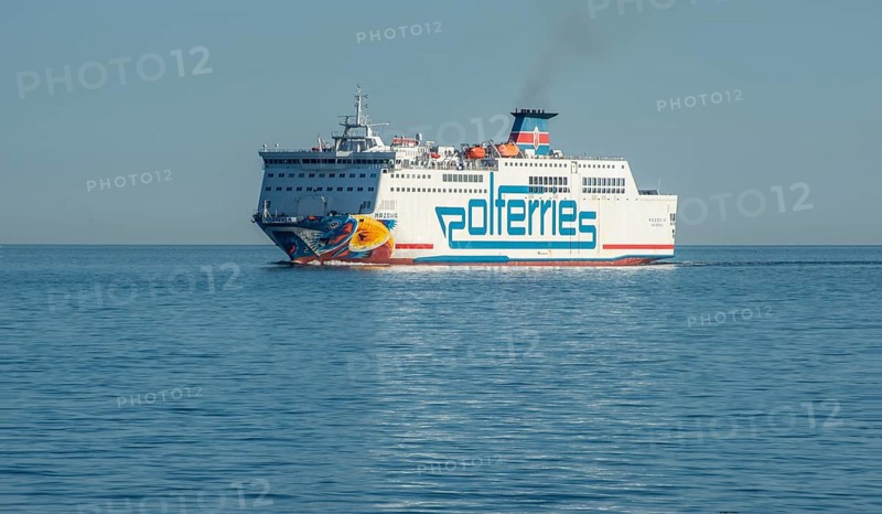 Polferries ferry Mazovia arrive in Ystad after travelling from Swinoujscie, Poland. Ystad, Scania, Baltic Sea, Sweden, Scandinavia, Europe