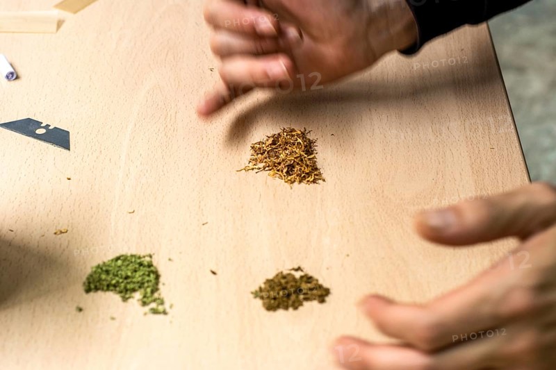 Recognizable person preparing a marijuana joint