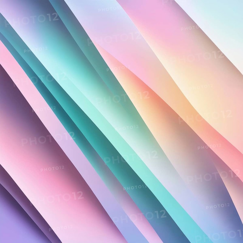 Layered abstract shapes in a pastel gradient of pink, blue, purple, and peach, AI generated