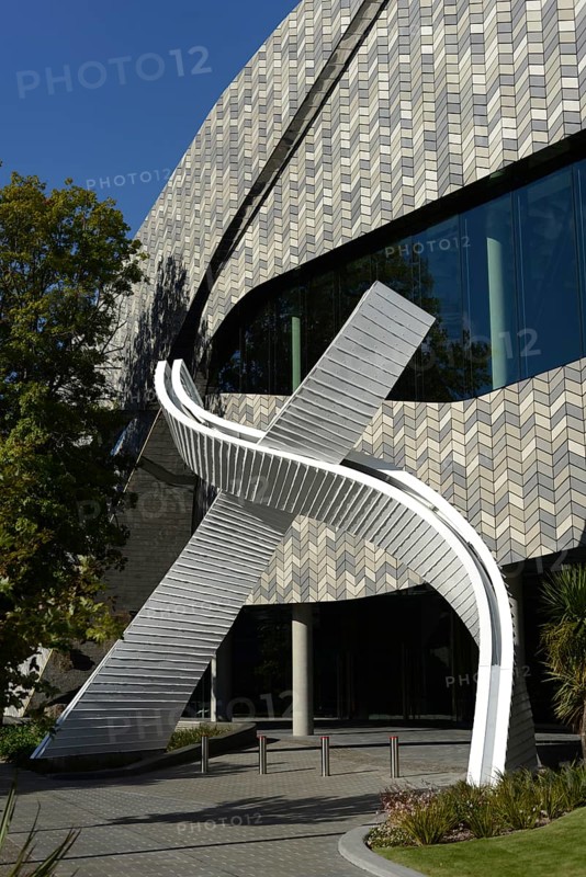 CHRISTCHURCH, NEW ZEALAND, FEBRUARY 24, 2022: The Christchurch conference Centre, Te Pae, dominates an inner city blockas it takes on a new look from the Christchurch rebuild, 11 years after the city was devastated by an earthquake