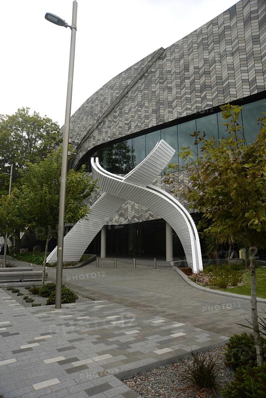 CHRISTCHURCH, NEW ZEALAND, FEBRUARY 24, 2022: The Christchurch conference Centre, Te Pae, dominates an inner city block as it takes on a new look from the Christchurch rebuild, 11 years after the city was devastated by an earthquake