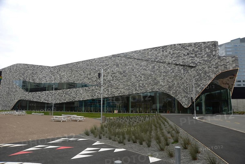 CHRISTCHURCH, NEW ZEALAND, FEBRUARY 24, 2022: The Christchurch conference Centre, Te Pae, dominates an inner city block as it takes on a new look from the Christchurch rebuild, 11 years after the city was devastated by an earthquake