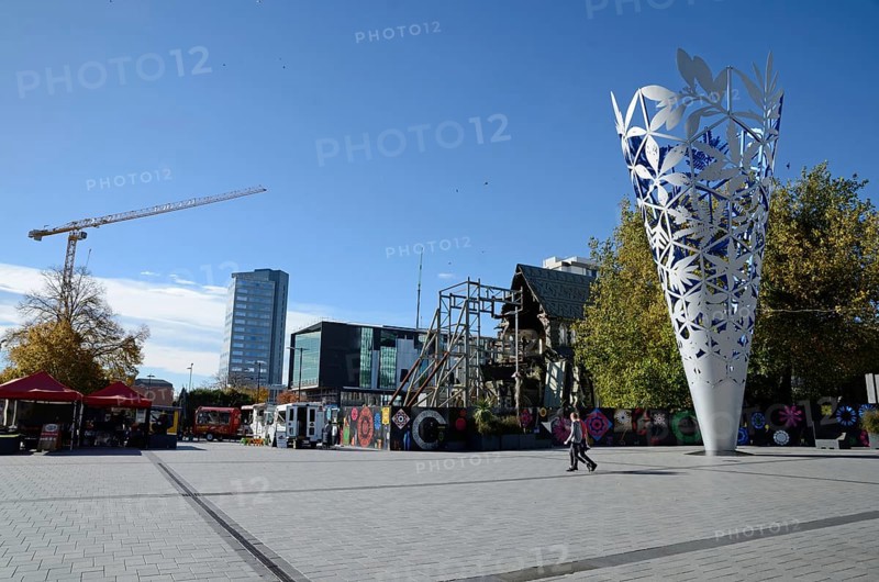 CHRISTCHURCH, NEW ZEALAND, APRIL 20, 2018: The iconic chalice stands near the Anglican Cathedral in Christchurch, South Island, New Zealand, Oceania