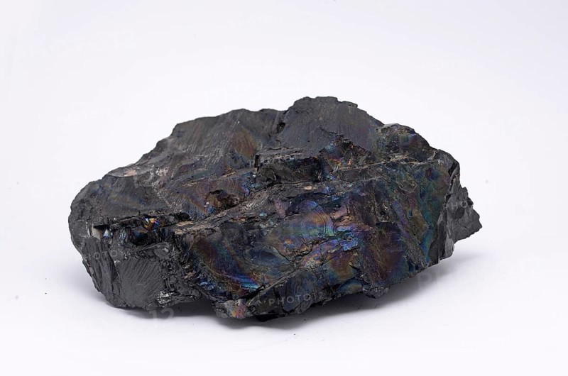 A piece of anthracite from a New Zealand mine, known locally as rainbow coal or peacock coal