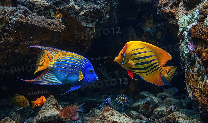 Royal angelfish in the water closeup view AI generated