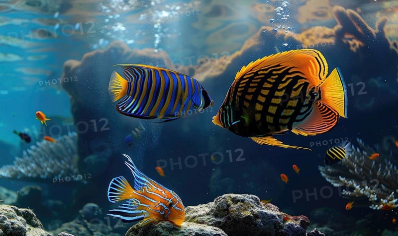 Royal angelfish in the water closeup view AI generated