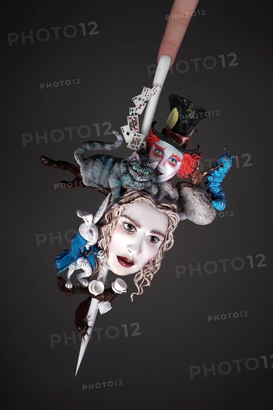 Creative design of nails on female hands. Art manicure. Photo taken in studio