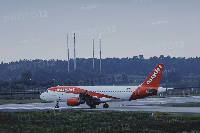 An easyjet low-cost airline aircraft, photographed at Berlin Brandenburg Airport 'Willy Brandt'Äô (BER) in Schönefeld, 08/08/2024