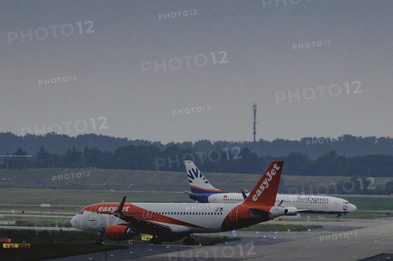 Two aircraft operated by easyjet and SunExpress, photographed at Berlin Brandenburg Airport 'Willy Brandt'Äô (BER) in Schönefeld, 08/08/2024