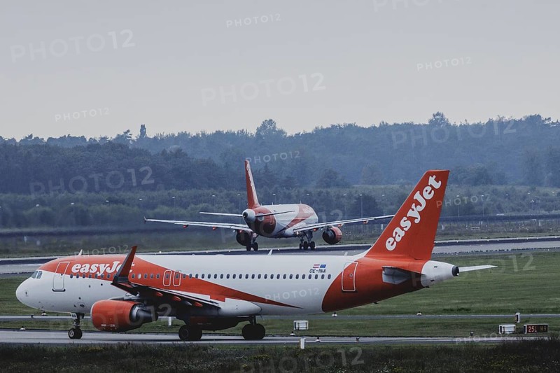 Two aircraft of the low-cost airline easyjet, photographed at Berlin Brandenburg Airport 'Willy Brandt'Äô (BER) in Schönefeld, 08/08/2024