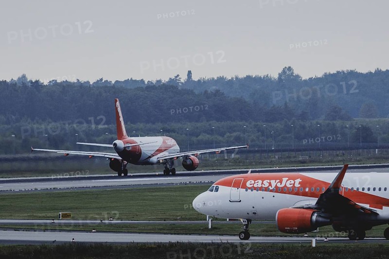 Two aircraft of the low-cost airline easyjet, photographed at Berlin Brandenburg Airport 'Willy Brandt'Äô (BER) in Schönefeld, 08/08/2024