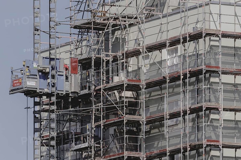 Construction site on a new building, photographed in Berlin, 07/08/2024
