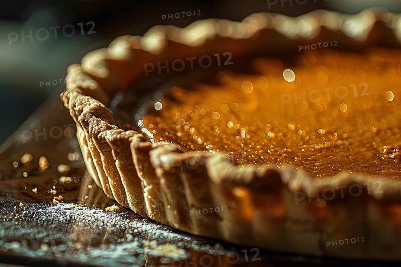 Close up of crust of pumpkin pie. Generative Ai, AI generated
