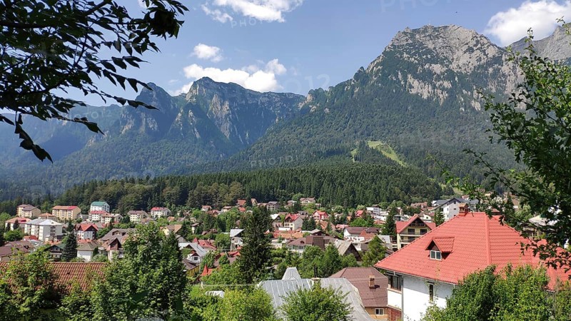 Busteni with a view of the Bucegi Mountains, Southern Carpathians, Romania, Europe