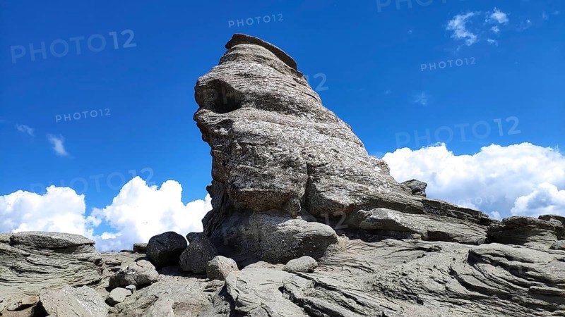 Sphinx stone formation, Bucegi National Park, Southern Carpathians, Romania, Europe