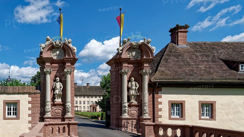 Entrance to Corvey Castle, also Corvey Monastery, UNESCO World Heritage Site, in the Weserbergland. Corvey, Höxter, North Rhine-Westphalia, Germany, Europe