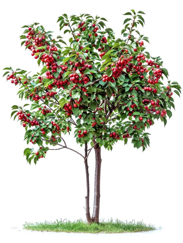 An apple tree with abundant ripe red apples and lush green leaves, AI generated