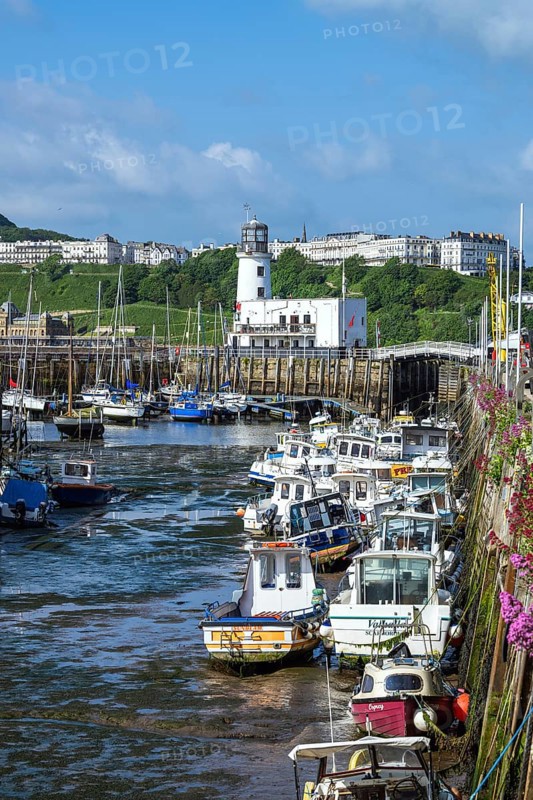Scarborough Lighthouse and Harbour, Vincent Pier, Scarborough, North Yorkshire, England, United Kingdom, Europe