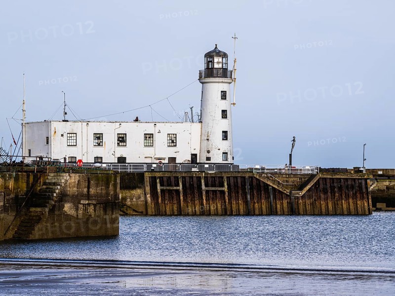 Scarborough Lighthouse and Harbour, Vincent Pier, Scarborough, North Yorkshire, England, United Kingdom, Europe
