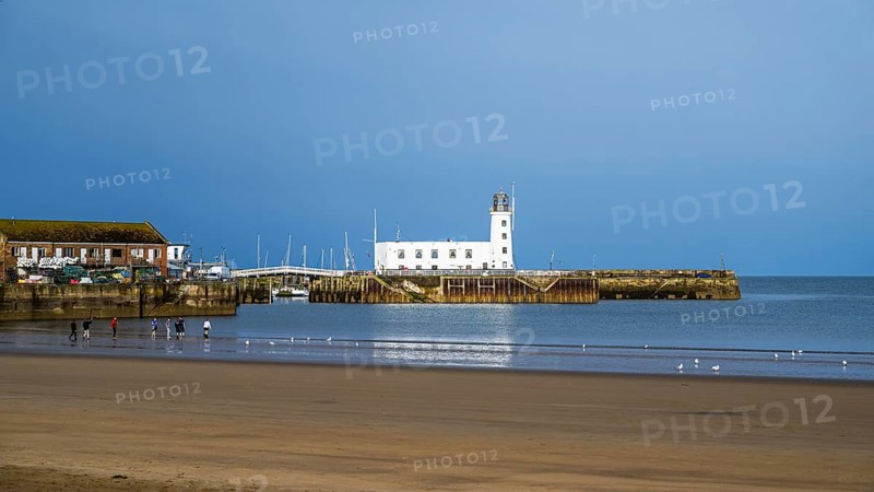 Scarborough Lighthouse and Harbour, Vincent Pier, Scarborough, North Yorkshire, England, United Kingdom, Europe