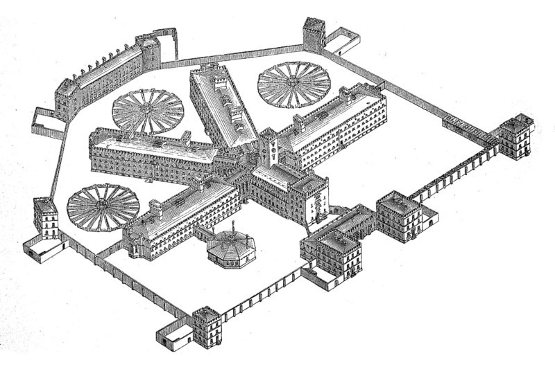 The penitentiary, prison, in Moabit, Germany, in 1880, Historical, digital reproduction of an original from the 19th century, Europe