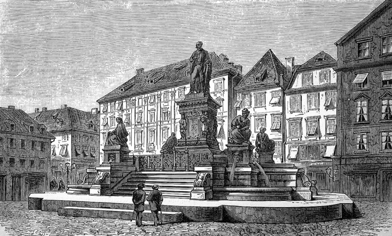 The Archduke Johann Monument in Graz, Austria, in 1880, Historical, digital reproduction of an original from the 19th century, Europe