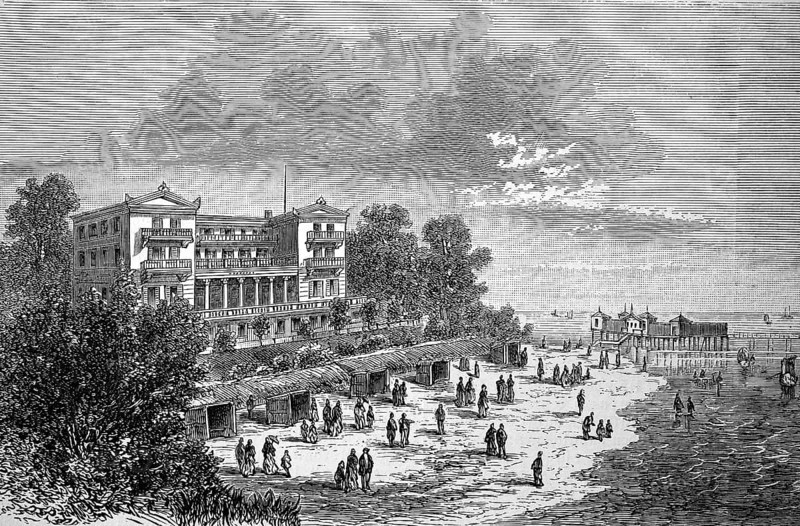 Baltic resort Heringsdorf in Mecklenburg-Vorpommern, Germany, in 1880, Historical, digital reproduction of an original from the 19th century, Europe