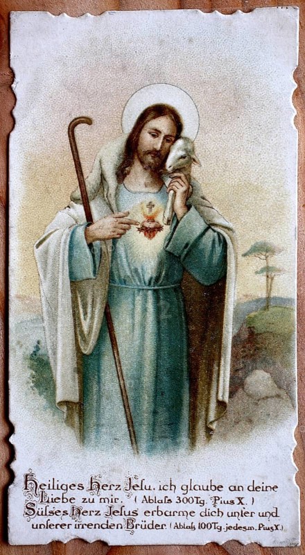 Indulgence picture with Jesus and the Lamb as the consolation of faith, 1900, Austria, Historical, digital reproduction of an original from the 19th century, Europe