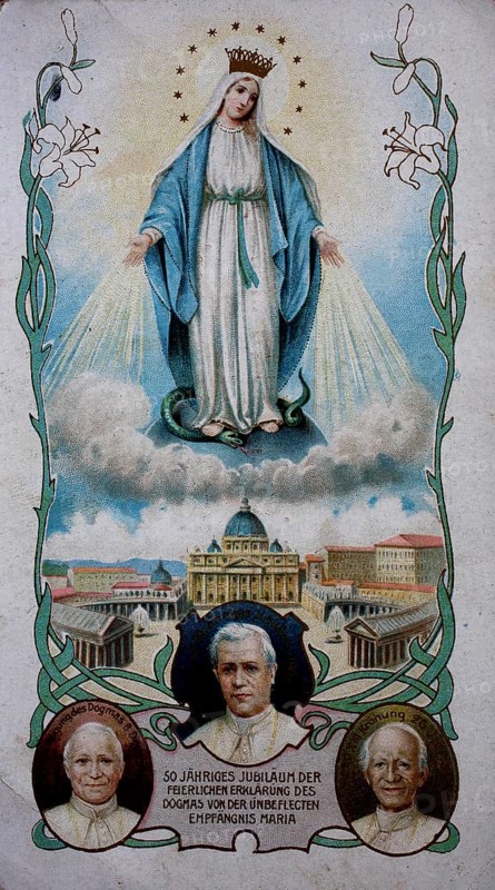 Picture of a saint for the 50th anniversary of the solemn declaration of the dogma of the Immaculate Conception of Mary, 1903, Germany, Historical, digital reproduction of an original from the 19th century, Europe