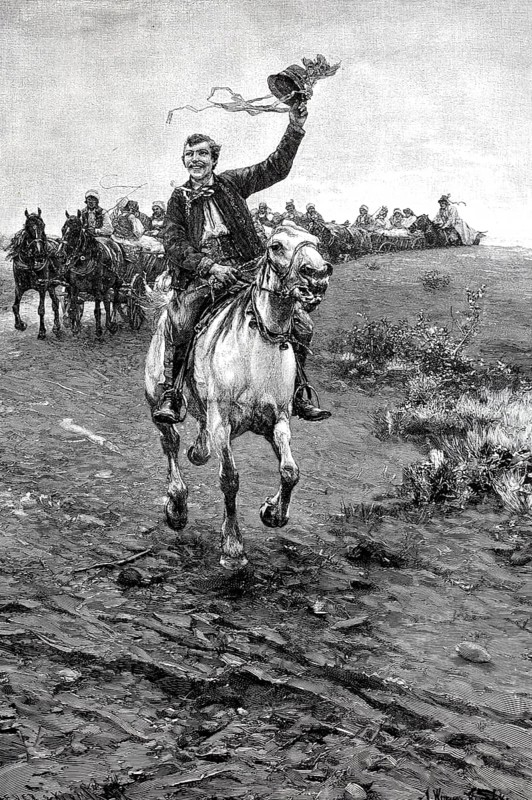 Wedding rider in Poland, leading the bridal procession, 1890, Historical, digital reproduction of an original from the 19th century