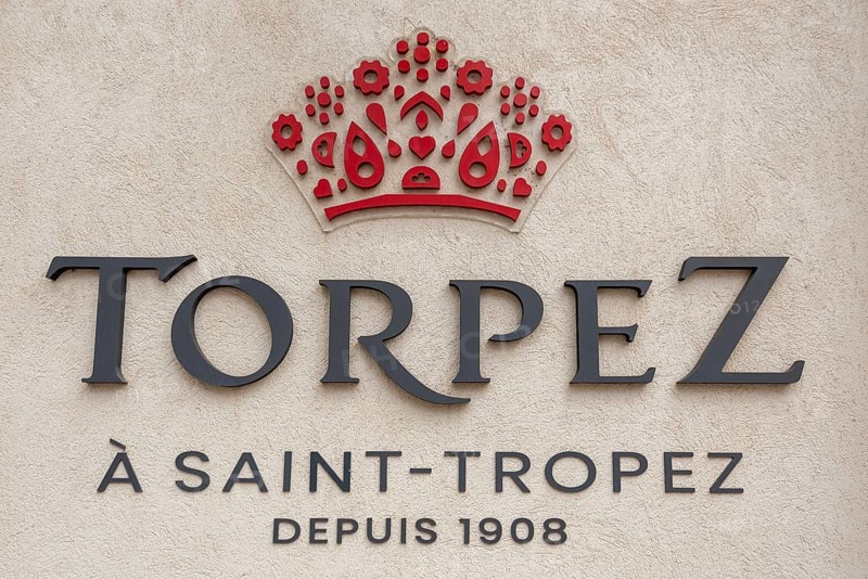 Logo of the French wine Torpez, named after the Roman officer Torpez, Saint Tropez, Provence-Alpes-Côte d'Azur, France, Europe