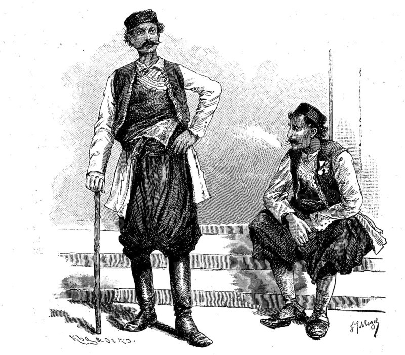 Kawass or Kawassen, Ottoman police servant from Montenegro, 1880, Historical, digital reproduction of an original from the 19th century